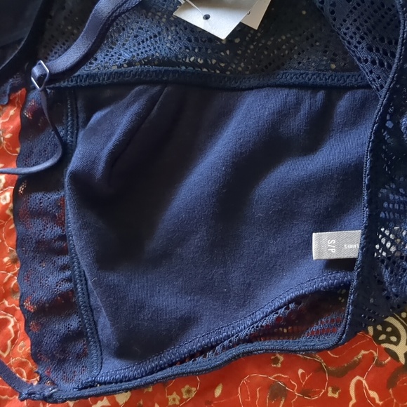 Aerie Pointelle Style Mesh Navy Bodysuit - Picture 6 of 8
